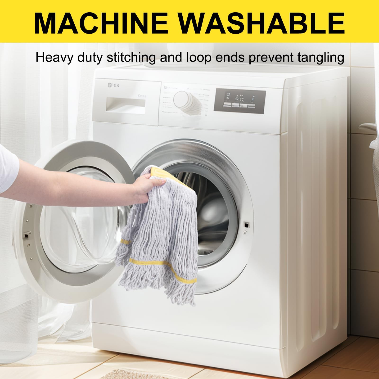 6 Pack Heavy Duty Commercial Mop Head Replacement,Wet Industrial Cotton Loope...