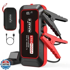 S ZEVZO ET03 Car Jump Starter 4000A Jump Starter Battery Pack for Up to 8.0L 