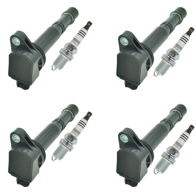 4X Ignition Coils + 4X Spark Plugs for 200206 Honda Acura 2.0L 2.4L