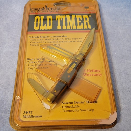 Schrade old timer knife made in usa 34ot medium stockman saw cut delrin
