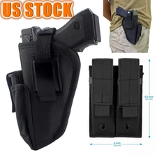 Tactical OWB Right/Left Handed Pistol Gun Holster with IWB Double Magazine Pouch