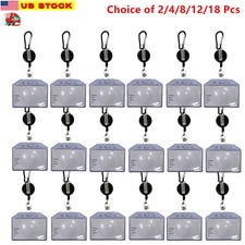 2/4/8/12/18 Pcs Id Card Holder Badge Reel, Belt Clip, Aluminum Keychain, Black