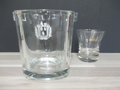 Schwere Bénédictine D.O.M. Likör Glas Eiswürfel Halter + vintage Glas Golddrück 
