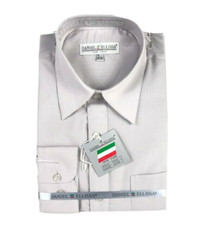 Daniel Ellissa Men's Silver Dress Shirt Convertible Cuffs Pocket Sizes 14.5-22.5
