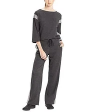 Josie Natori Women's Chi French Terry Pants, Heather Black, S