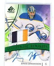 2020 SP Game Used Green 34 /35 Jonas Johansson Rookie Patch Auto JERSEY # 1/1
