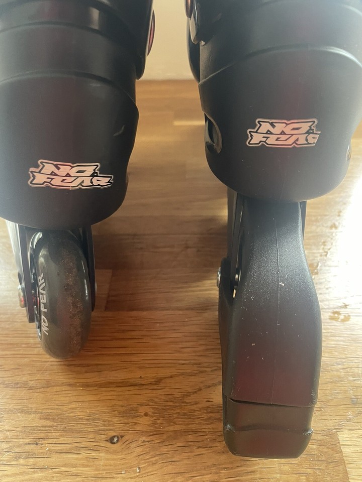 No Fear Inline Skates Roller Blades Black Grey Adjustable Adult Size UK