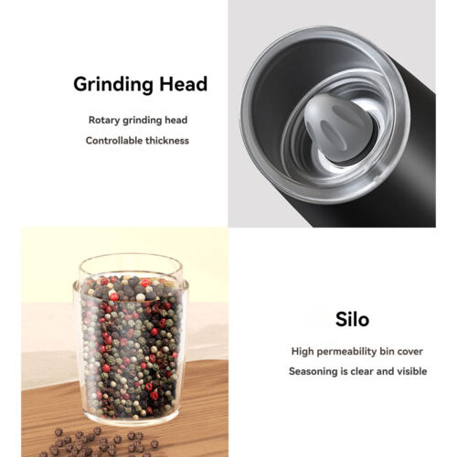 Electric Salt & Pepper Grinder Set Mill Shakers Adjustable Easy Filling Black * - Picture 3 of 11