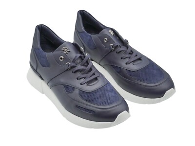 NWT STEFANO RICCI Leather LOGO Sneakers  EAGLE Shoes  Eu 44 Uk 10 Us 11 SR2523