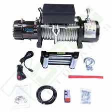 12000LBS Electric Winch 12V Steel Cable Truck Trailer Towing Off Road 4WD New