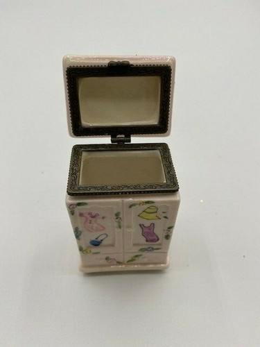 Vintage Porcelain Clothes Dresser Trinket Box Pink Clean No Damage - Picture 5 of 6