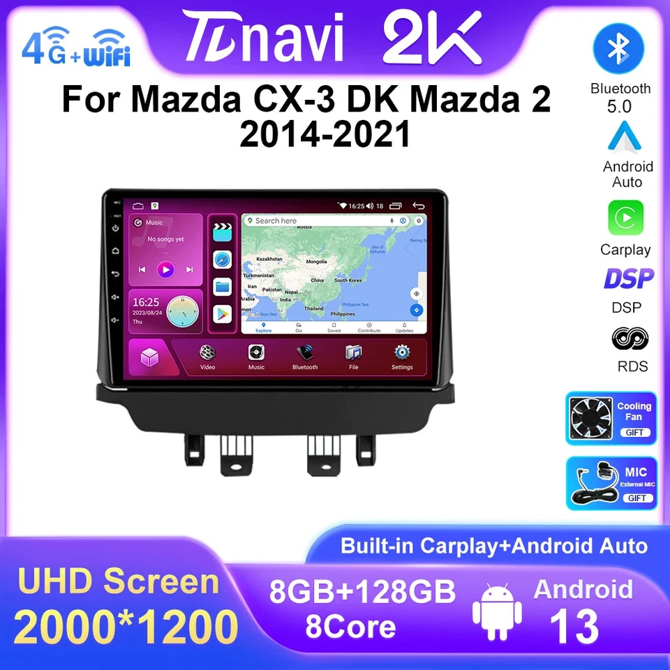 For Mazda CX-3 DK Mazda 2 2014-2021 Android Stereo Player CarPlay Car Radio GPS - Image 2 of 4
