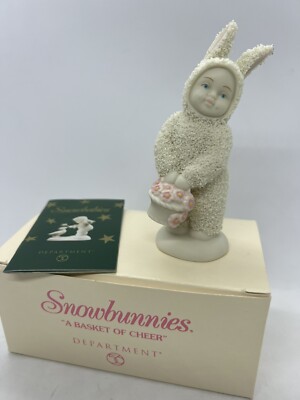 Snowbabies Dept 56 Snowbunnies  ''A Basket Of Cheer'' Easter Figurine 2000
