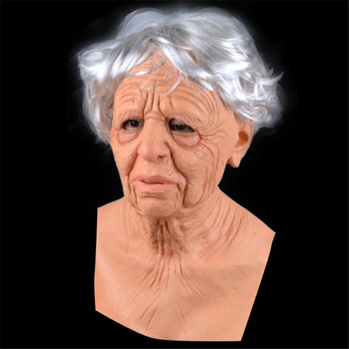Maschera cosplay vecchia donna divertente festa performance prop Halloween lattice taglia adulto - Foto 2 di 6