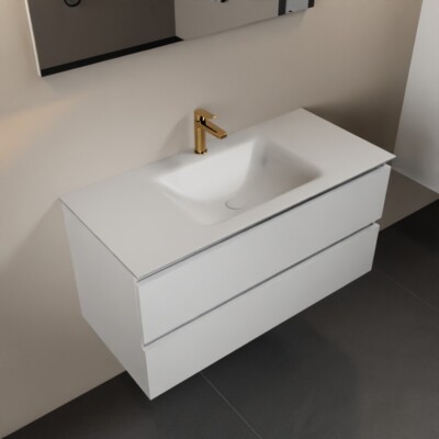 corian waschtisch set weiß aivy eco 100 cm weiß mittig mit hahnloch