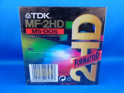 3.5'' FLOPPY MF-2HD TDK (MS-DOS FORMATTED) -- 10+1 PIECE WITH PLASTIC STORAGE BOX