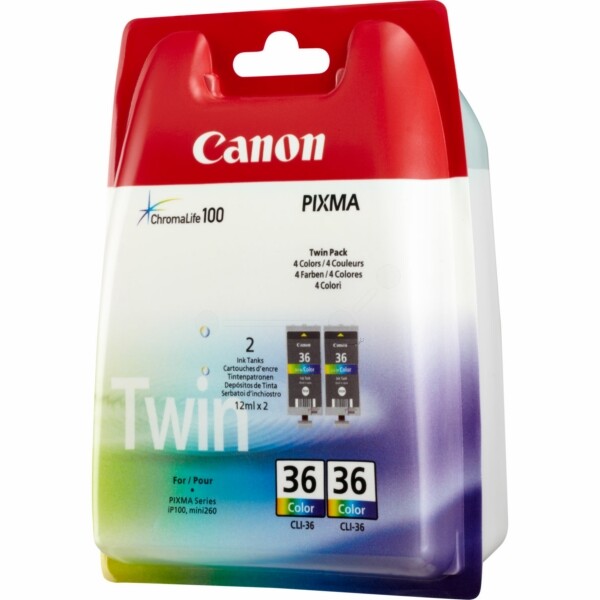 Canon 1511B018 CLI-36 Tintenpatrone Color Doppelpack, 249 Seiten, Inhalt 12-image