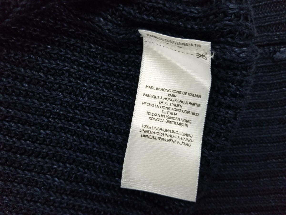 Polo Ralph Lauren Woman's Blue 100% Linen Knit Front Open Top Size