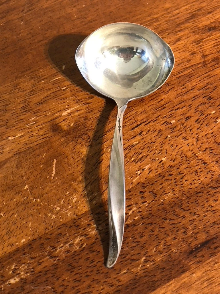 International sterling sauce ladle. Pattern Pine Spray. 1957 year. Scarce