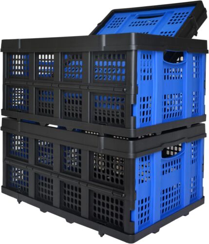 Plastic Basket, Foldable Bin Organizer, 1.73 Cubic Feet Stackable Folding Crate - Picture 9 of 19