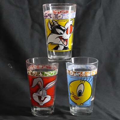 Luminarc Looney Tunes 5.75'' H Glasses Bugs Bunny Tweety Sylvester 1980 16oz