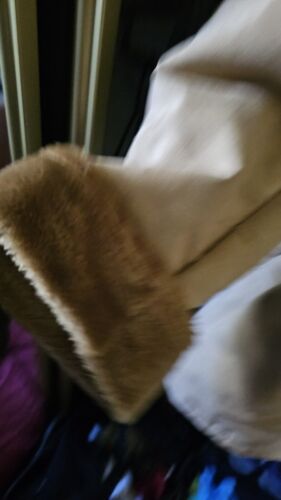 Cappotto donna Liz Claiborne abbottonato taglia L pelliccia KHAKI marrone chiaro FAUX CAPPUCCIO DESIGNER - Foto 4 di 8