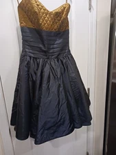 Jan Barboglio Vintage Strapless Blue Brown Cocktail Dress Small 8
