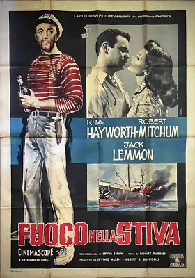 FUOCO NELLA STIVA-Manifesto originale-4F-Rita Hayworth, Robert Mitchum-1957