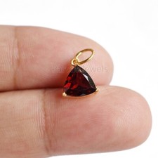 Natural Red Garnet Cut Charms Solid 18k Gold Christmas Gift Women Charms Pendant