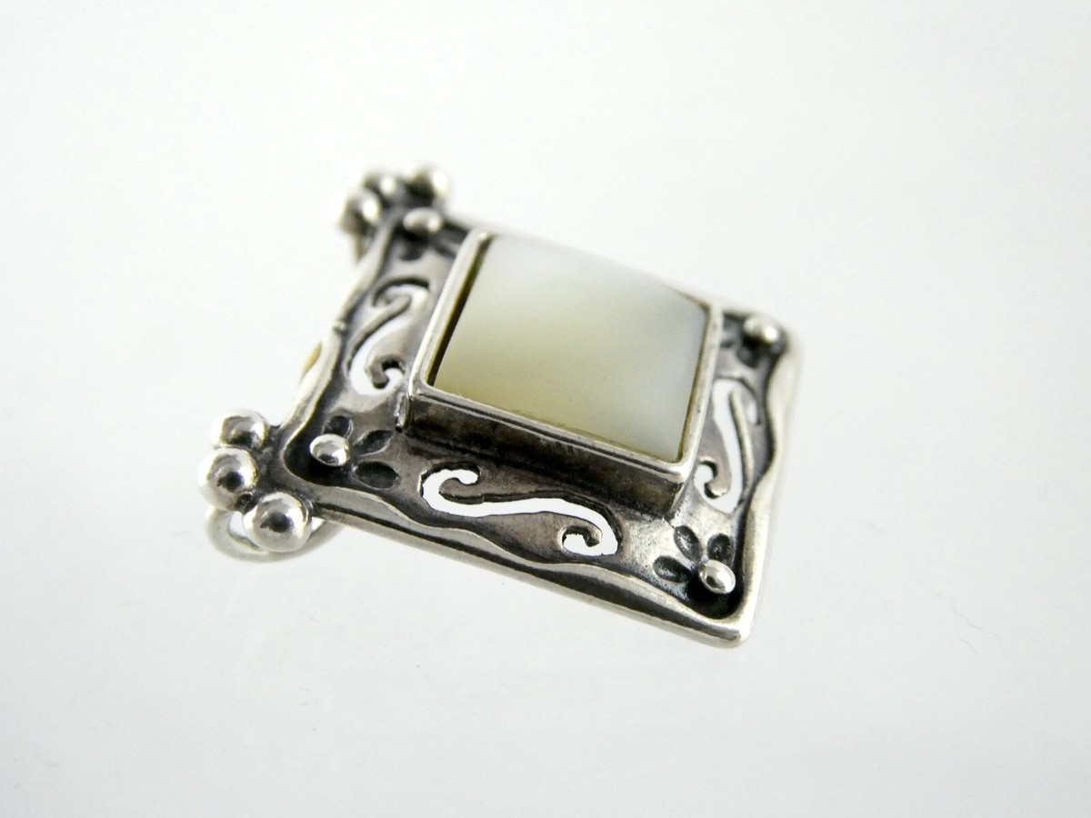 Biti Designer Sterling Silver Mother of Pearl Shell Slide Pendant 925 MOP 2.6g View 3