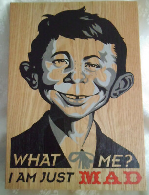 ALFRED E NEUMAN GEMÄLDE ''WAS ICH? I AM JUST MAD '' VINTAGE POP ART FREIZEIT