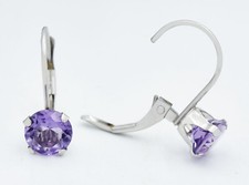GENUINE 1.84 Cts AMETHYST DANGLING EARRINGS 14K WHITE GOLD - Free Appraisal