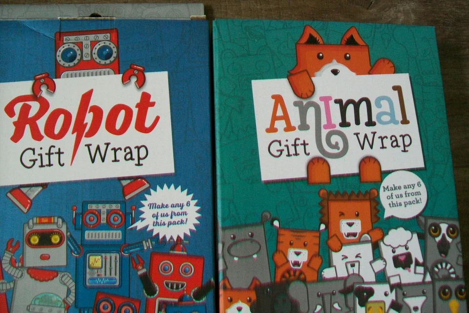 Luckies-set of 3 boxes of Animal,Robot Gift Wrap.Slightly used. - Image 3 of 4