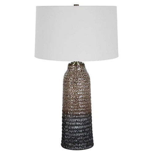 Uttermost Padma Transitional Ceramic Iron and Fabric Mottled Table Lamp in Brown - Picture 3 of 7