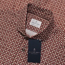Emanuel Berg NWT Casual Button Down Shirt Size 40 15.75 M Brown/Red/Multi Cotton