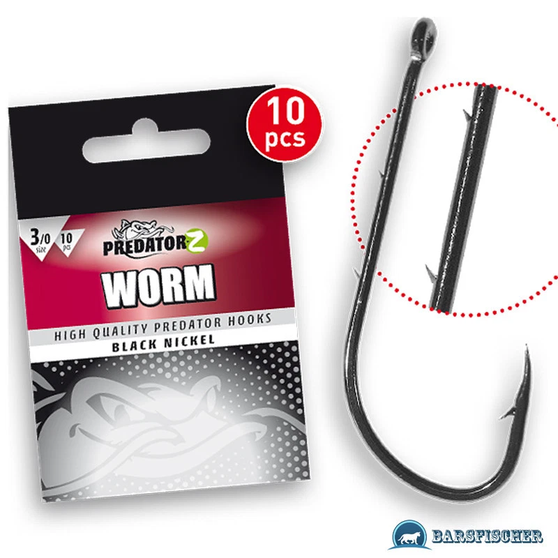 PREDATOR-Z WORM HOOK, WURMHAKEN / AALHAKEN, ANGELHAKEN MIT ÖHR LOSE BLACK NICKEL