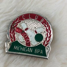 Vtg Professional Bowlers Association BPA Bowling Award Pin - Michigan 200 Red