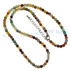4mm Natural Multicolor Agate Smooth Round Gemstone Beads Necklaces 14-48 inches