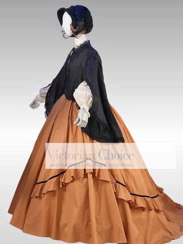 Victorian 19th Century 3PC Wrapper Dress w. Train Period Theater Clothing 2301 - Picture 2 of 8