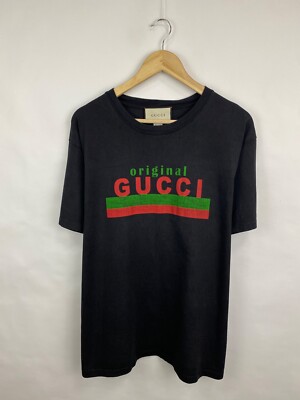 GUCCI ブラック Tシャツ Sサイズ Cotton jersey T-shirt with Gucci print in black | GUCCI® US