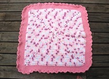 Pink Ruffle Handmade Crochet Baby Blanket