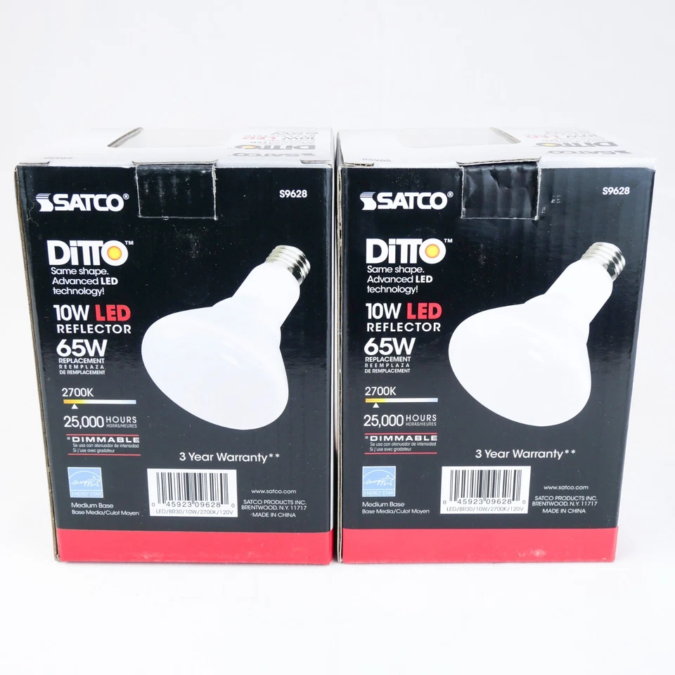 Satco Ditto Bulbs 10W LED 65W Replacement 2700K 25000hr 700 Lumens Dimmable 2-PK - Image 4 of 4