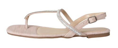 Ladies Summer Beach Slingback Flat Open Toe Flip Flop Gold Thong Shoes Sandals - Picture 11 of 24
