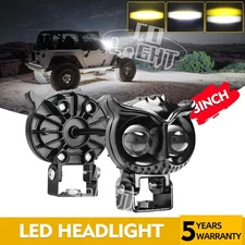 Owl LED Work Light Spot Pods Fog Lamp Off Road Driving Auxiliary Yellow White