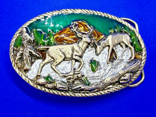 Deer Stag Buck Doe Wildlife Mountain Hunting Scene Hunters Belt Buckle