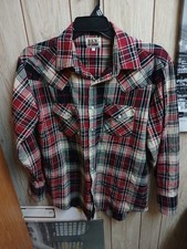 Vintage Ely Cattleman Pearl Snap Shirt Mens Large Red Multi Plaid Western Cowboy
