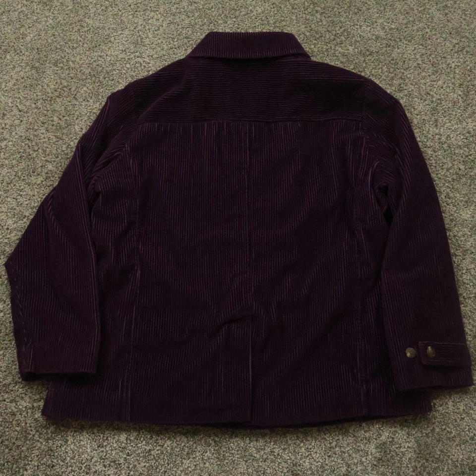 Chaqueta L.L.Bean Mujer XL Petite Pana Púrpura Doble Pecho Abrigo Foto 2 de 4