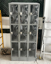 Lockup 9-Door Metal Locker Cabinet, Gray, Keypad Combination Electronic Locks
