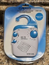 Craig AM FM Splash Proof Shower Radio White Blue CSR 1301 NEW Sealed