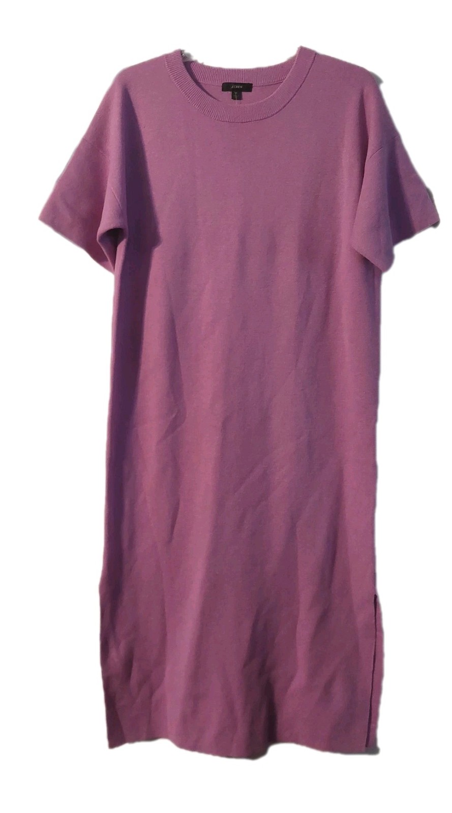 J. crew Dress Size Medium Merino Wool Blend Purple Short Sleeve Midi Length 48